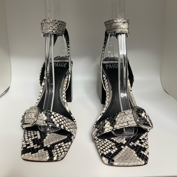 Anthropologie Paige Snake Embossed Goat Leather Women’s Size 6. Cream, Gray, Blk - Picture 3 of 15